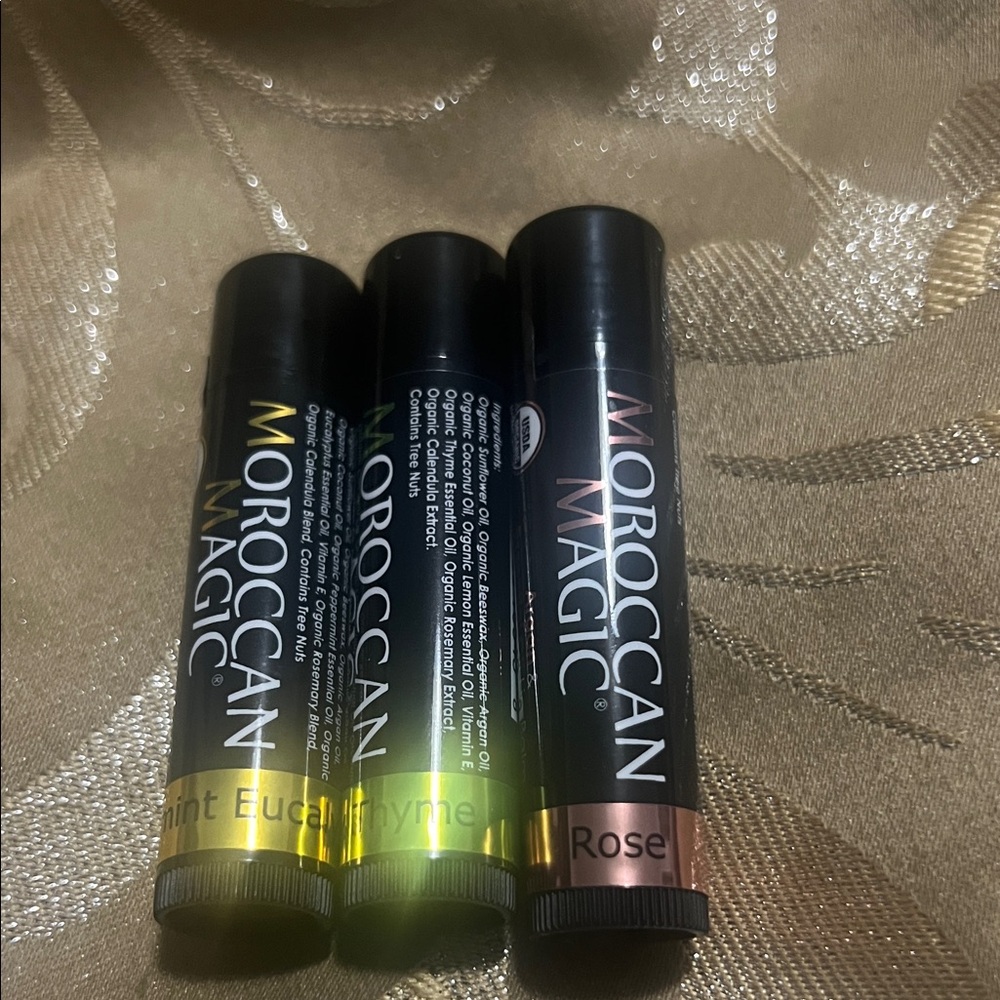 Moroccan Magic Lip Balm Trio - Rose, Lemon Thyme & Eucalyptus. Ultra hydrating